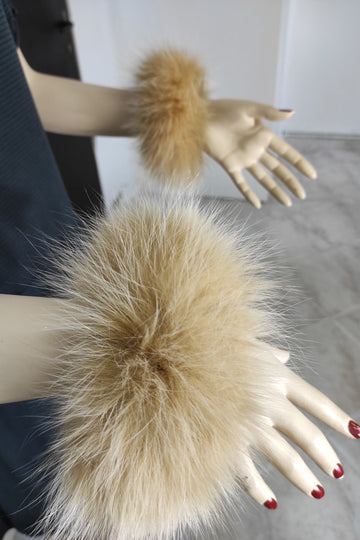 Beige Fox Fur Cuffs